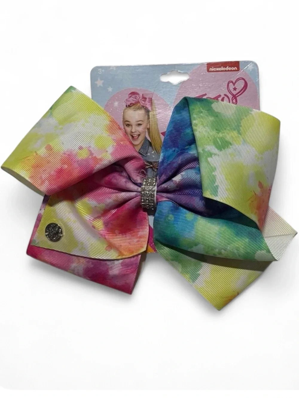 NWT JoJo Siwa Girls CuteHair Bow Rainbow Tie Dye Denim Pearl Nickelodeon 3 LOT